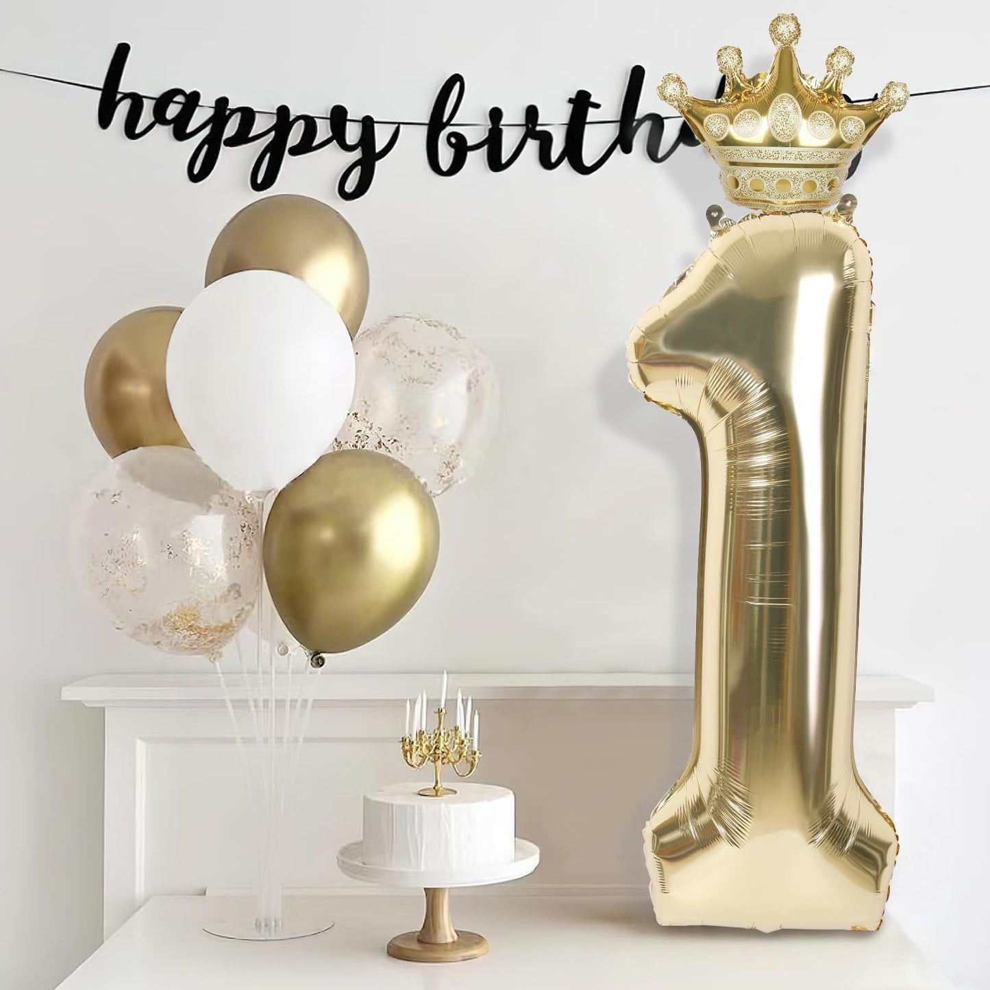 Digital Balloon Large Height Approx. 90cm Digital Balloon 1st Birthday Decoration Balloon Number With Crown Party Supplies Anniversary Celebration Birthday Photo Decoration,132-9465-DJ