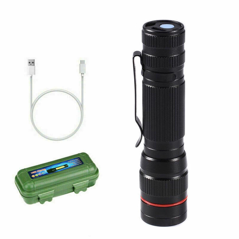 LED Military Flashlight USB Rechargeable Tactical Zoom Torch Most Powerful Mini Pen Light