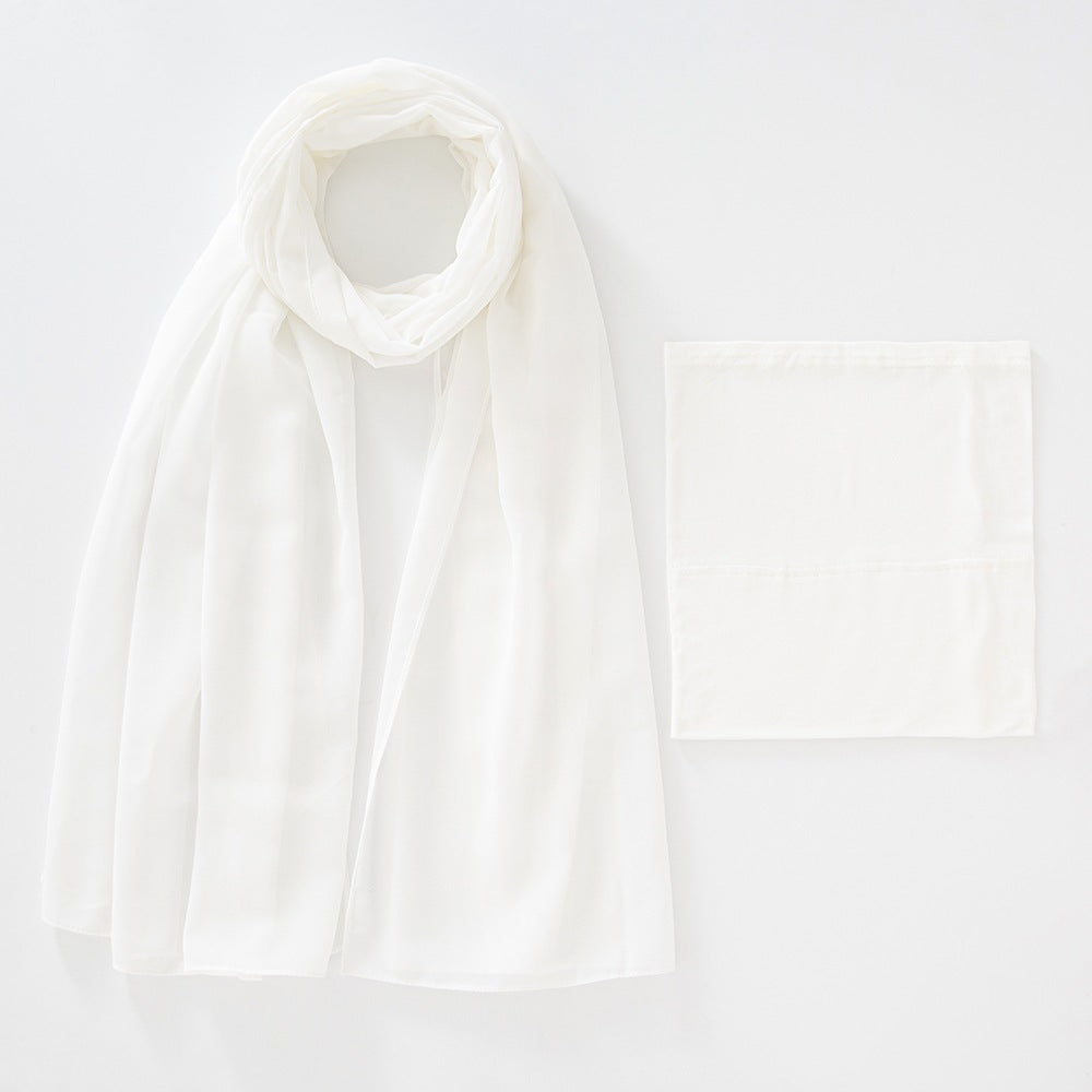 Modal Breathable Elastic Bucket Hat With Pearl Chiffon Scarf Headcloth