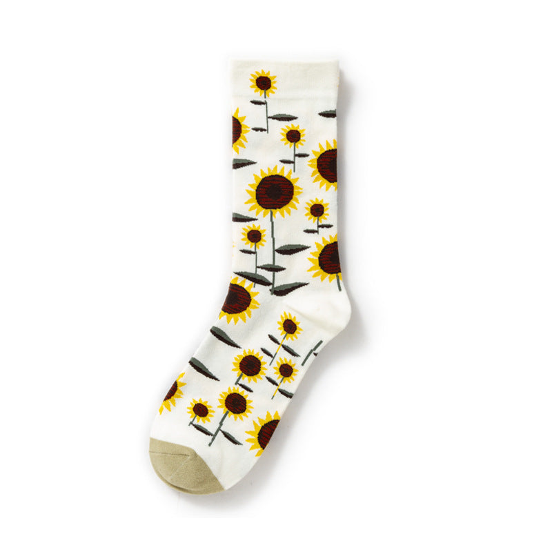 Retro Trendy Autumn And Winter Abstract Art Socks Europe And America Creative Combed Cotton