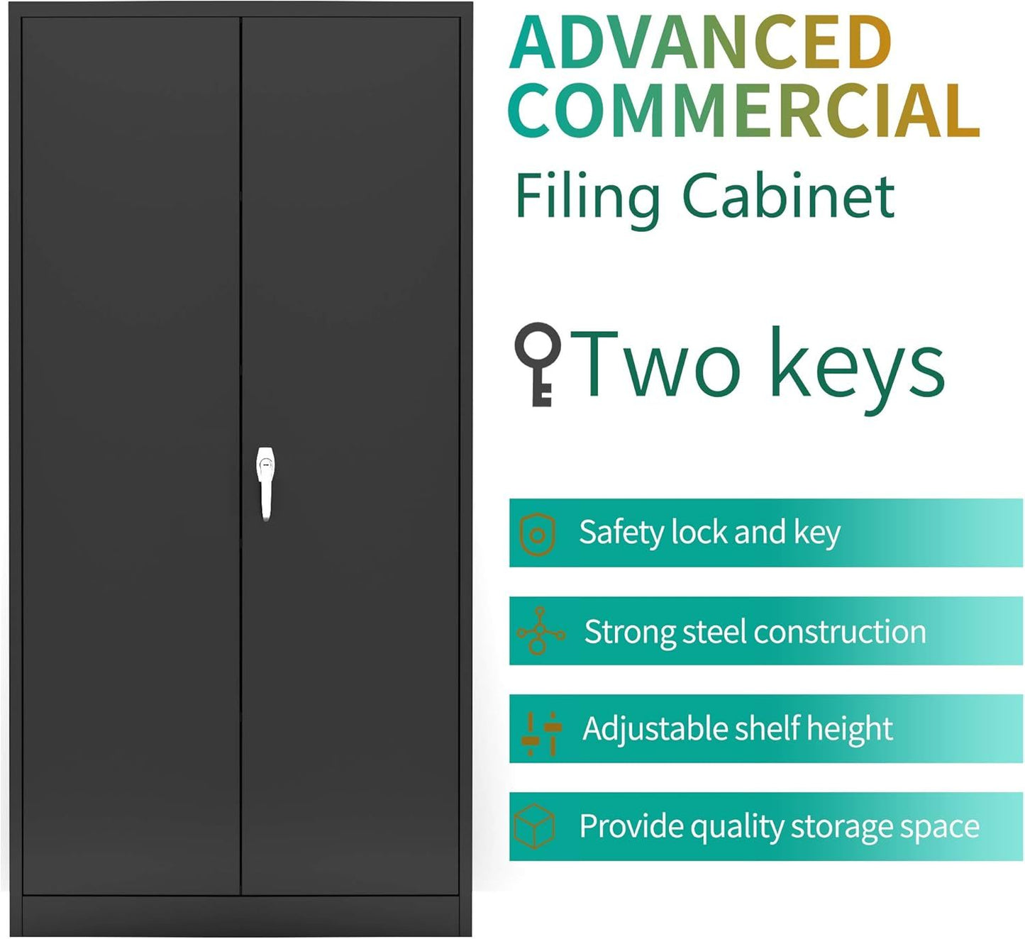 No Brands Super Large Space File Storage Cabinet, Industrial Metal Storage Cabinet,Machine Cabinet With Adjustable Shelves With Lock, Goods Display. Assembly Required