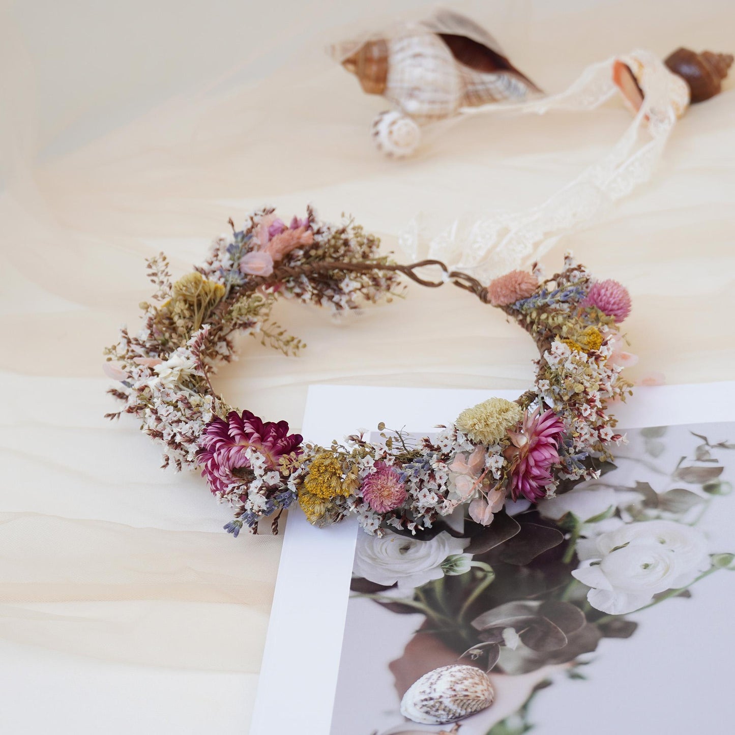 Gypsophila Crown Dried Flower Crown Bridal Crown Wedding Crown Everyday Crown Party Crown Birthday Crown