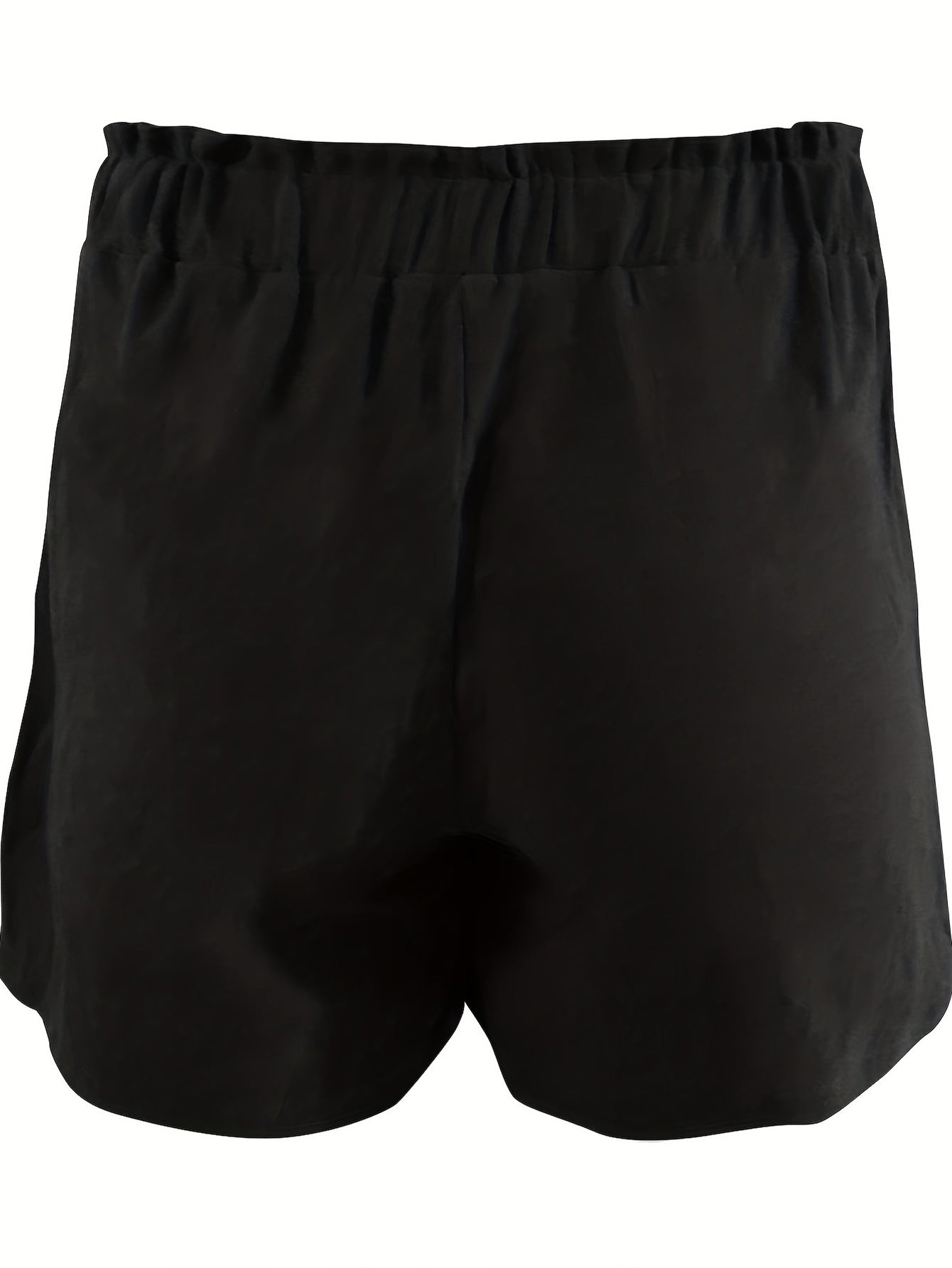 Plus Size Women's Loose Wide Leg Cotton Material Pocket Solid Elastic High Waist Shorts