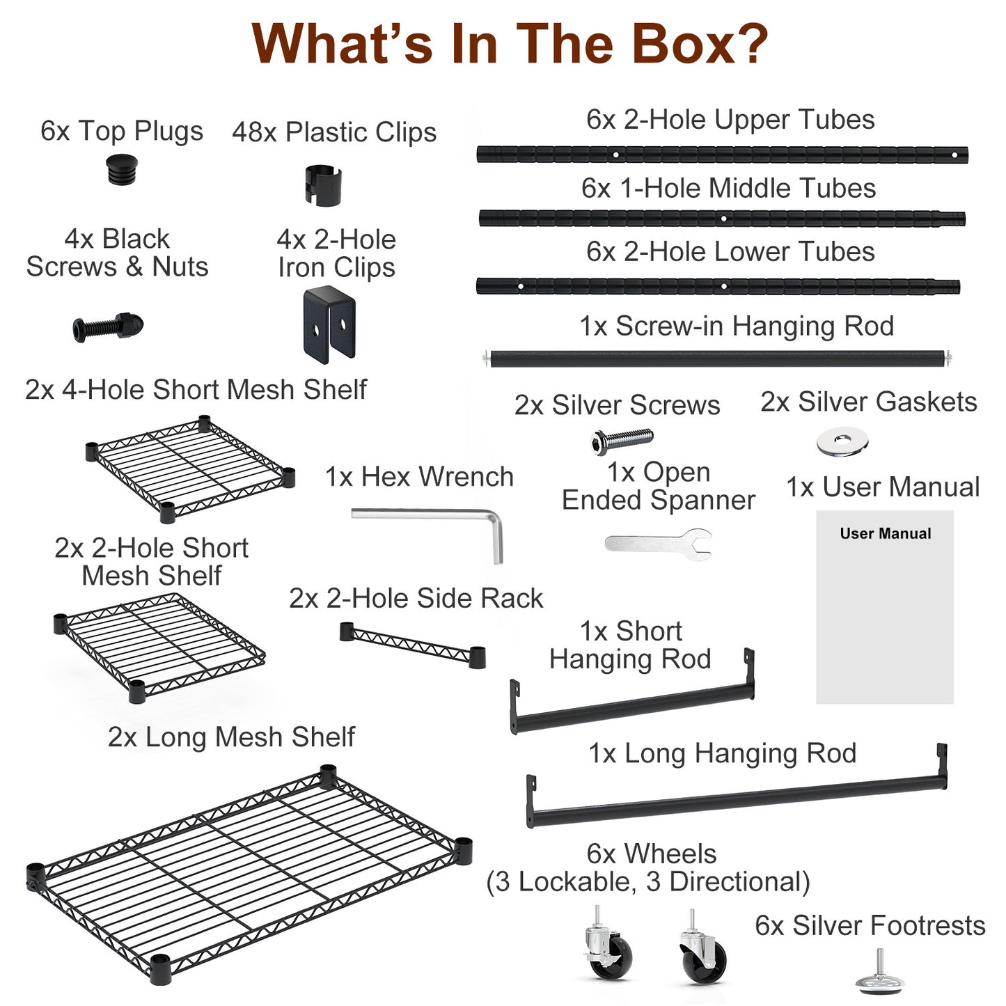 1Pc 4 Tier Heavy Duty Garment Rack With Wheels Carbon Steel Clothing Rack Portable Wardrobe Clothes Rack With 3 Hanging Rods 6 Footrests 44.9x17.13x77.95in