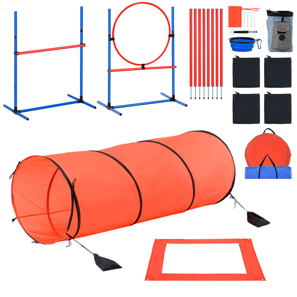 VEVOR Dog Agility Training Equipment 5 PCS Set Upgrade W Hurdles Extended Tunnel