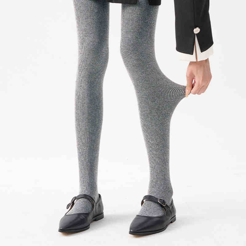 Winter Fleece-lined Thick Solid Color Pressure Slim Looking Socks Warm Foot Silk Stockings Women