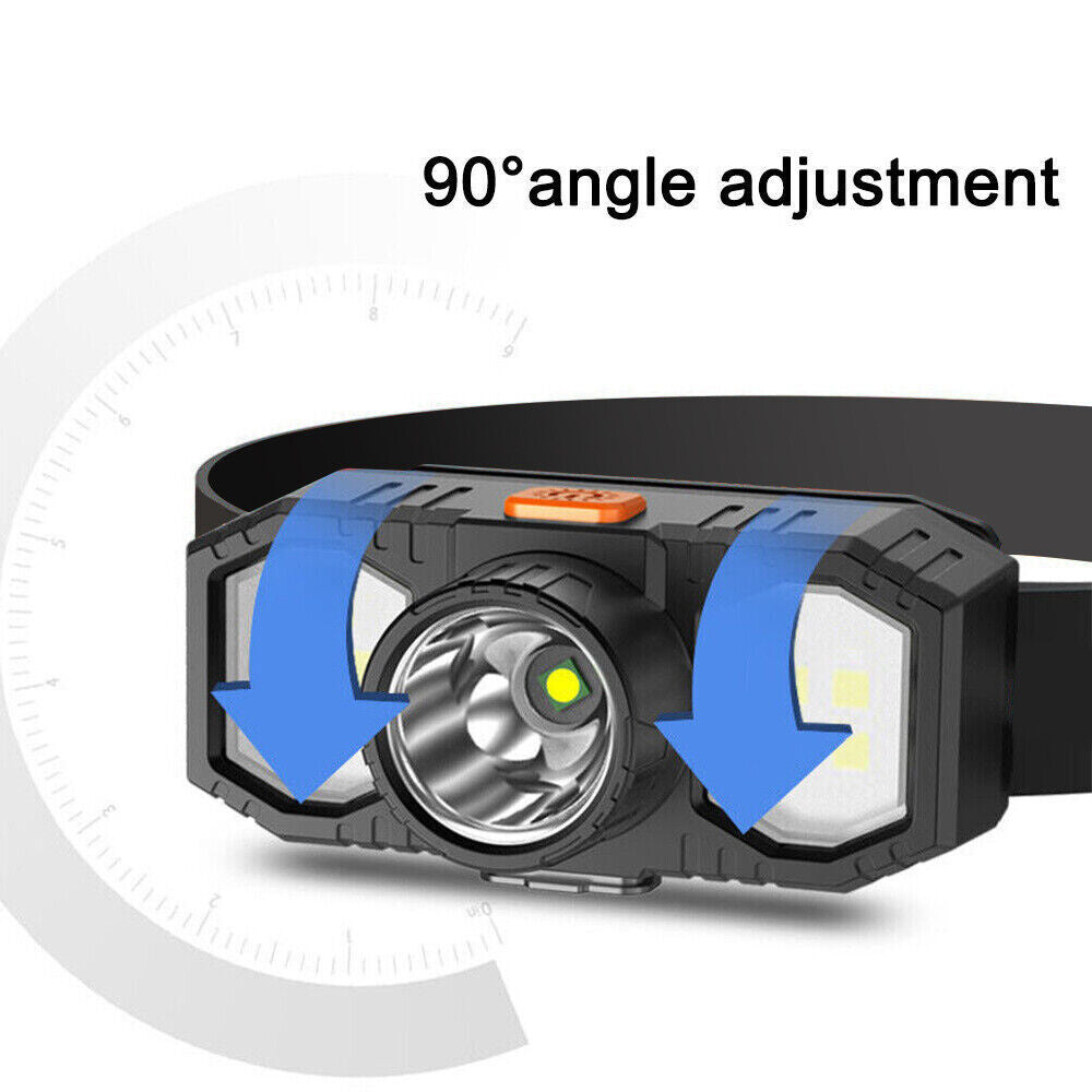 Super Bright Waterproof LED Head Torch Headlight USB Rechargeable Headlamp UK