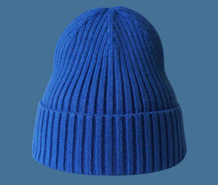 Klein Blue White Knitted Hat Sapphire Blue Woolen Cap