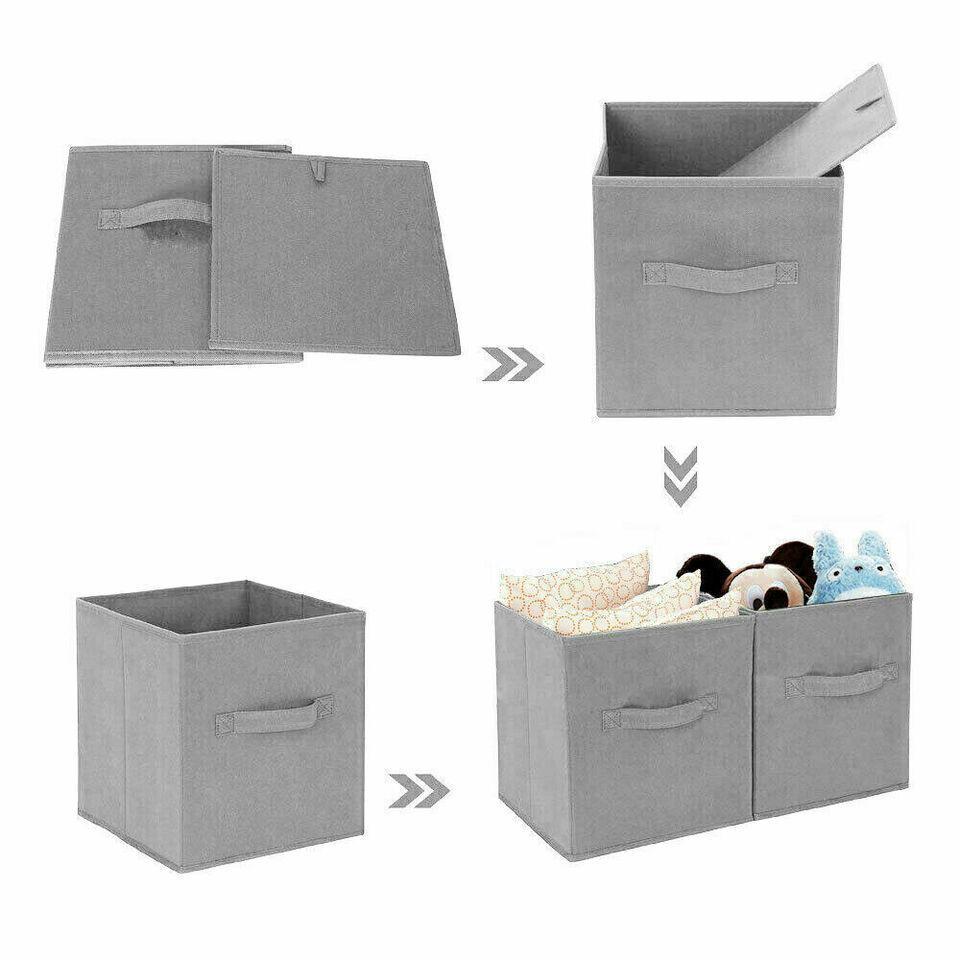 4 Pack Foldable Storage Box Foldable Canvas Drawer Organizer Fabric Cube