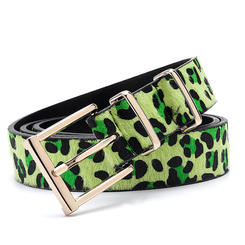 Female Ornament Creative Style Leopard Print Horse Hair Women's Belt