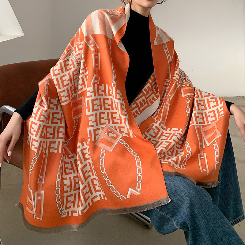 All-matching Thickened Double-sided Student Scarf Dual-purpose Tassel Shawl