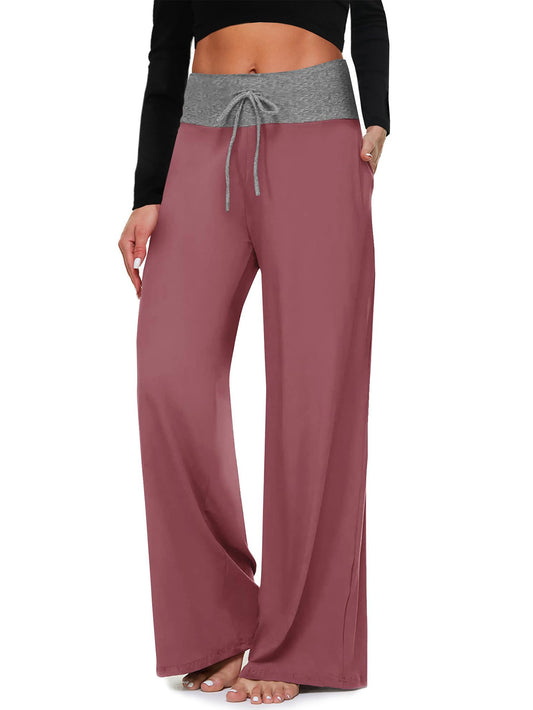 Wide-leg Pants - Cropped Pockets Solid Crimson