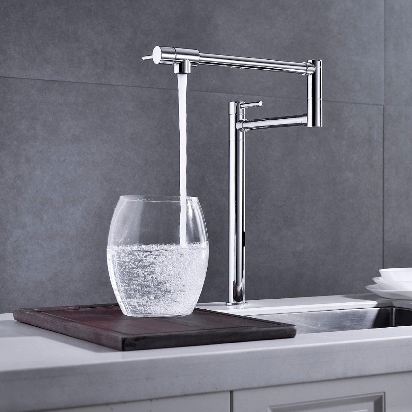 Folding Kitchen Faucet With Pot Shaped Filling And Extended Handle