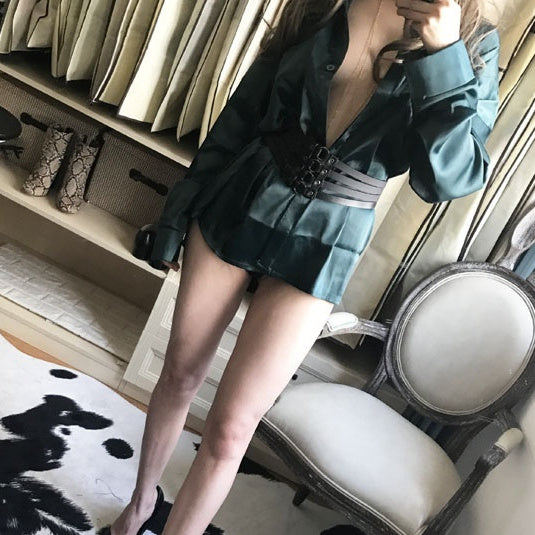 Women's Rivet Leather Waist Single Ring Belt