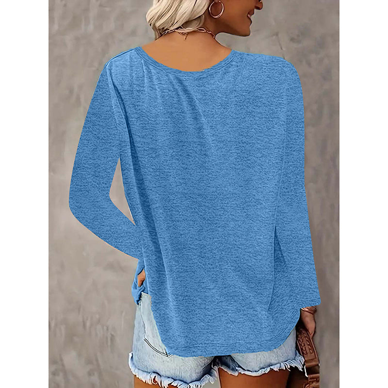 4 Pack Long Sleeve Tops For Women V Neck Dressy Basics Tees Casual Trendy Loose Fit T Shirts