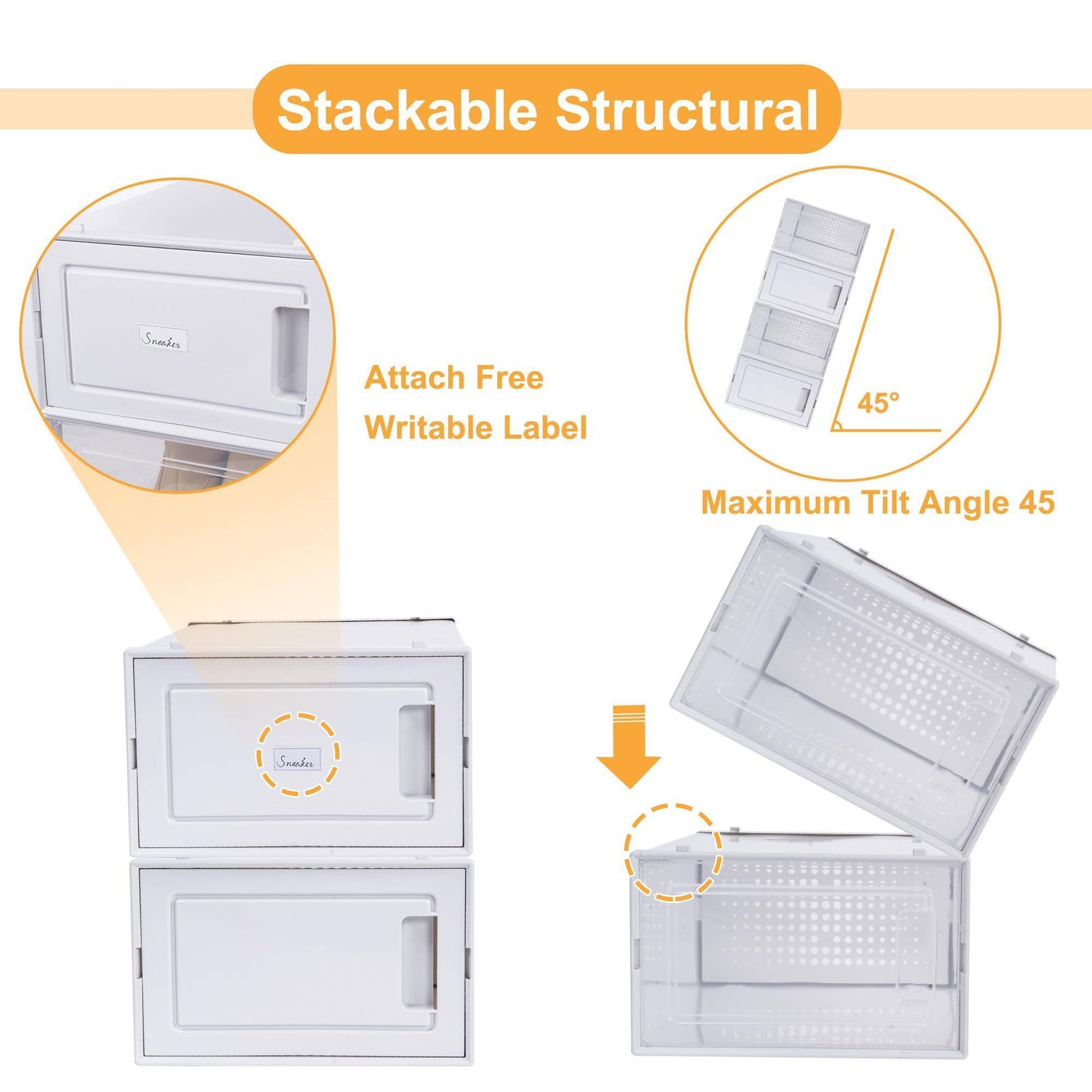 18 Pieces Moisture-proof And Dust-proof Simple White Plastic Transparent Thickened Shoe Box
