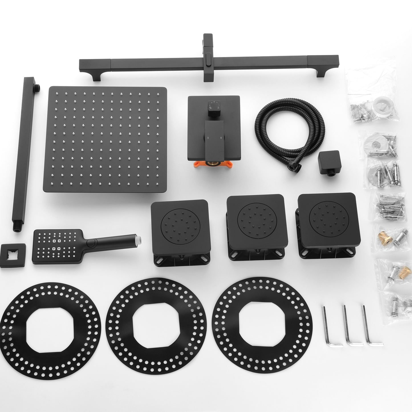 Shower System With Shower Head, Hand-held Shower, Slide Bar, Spray, Shower Arm, Hose, Valve Trim And Lever Handle