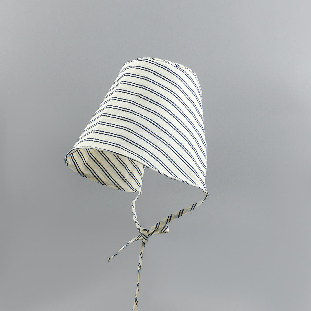 French New Striped Big Brim Fisherman Hat Women