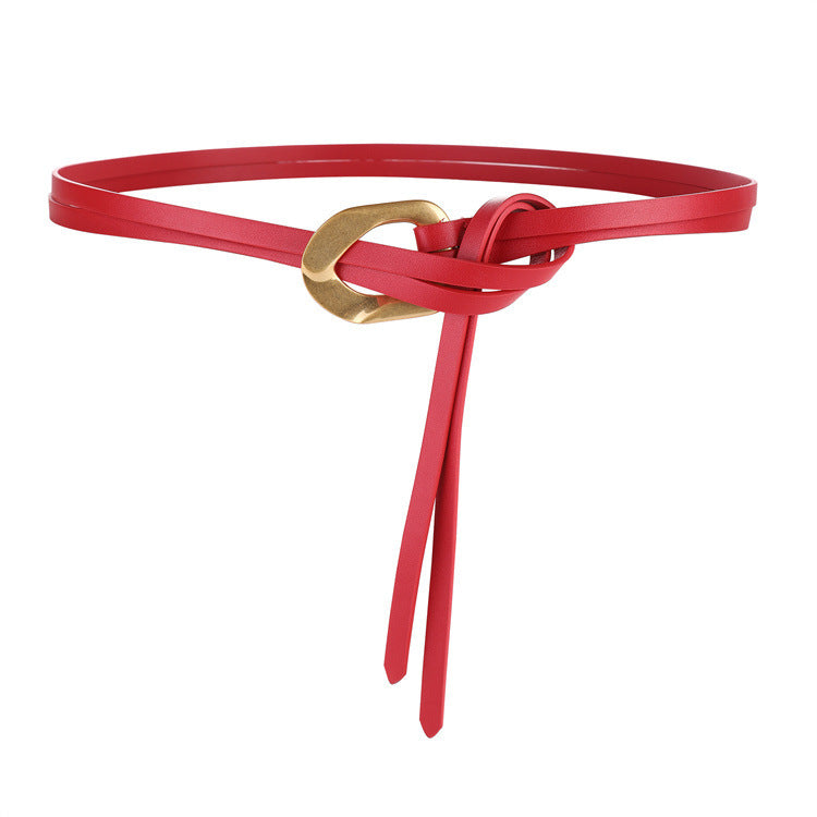 Fashionable And Novel Women's Knot Buckle Thin Belt