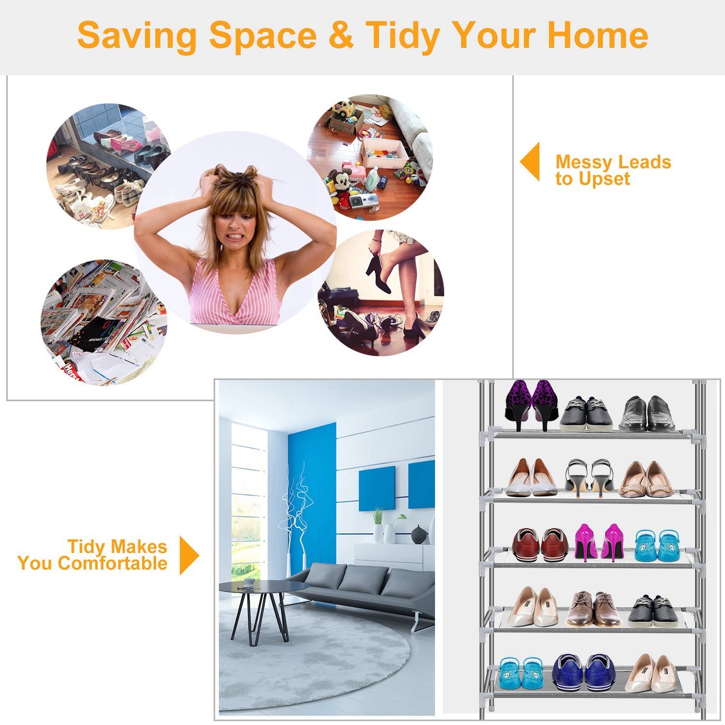 10 Tiers Shoes Rack Shelves 27 Pairs Shoes Storage Organizer Stand Non-Woven Fabric Detachable Shoes Tower Stackable Shoes Storage Rack For Entryway