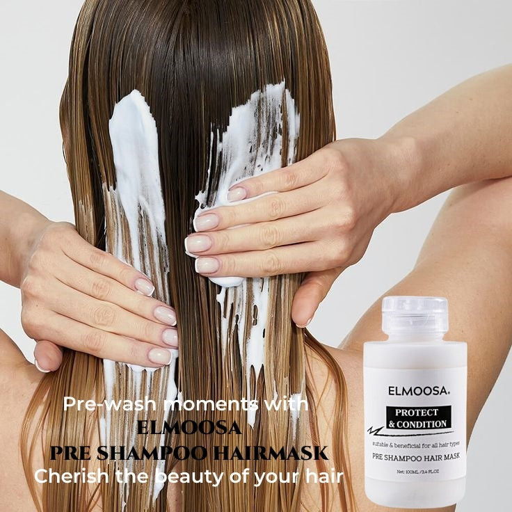 ELMOOSA Pre Shampoo Hair Mask,100ml&300ml Keratin & Macadamia Ternifolia Seed Oil,Heat Protect Intensively Moisturizes Hair, Restoring Silkiness And Shine