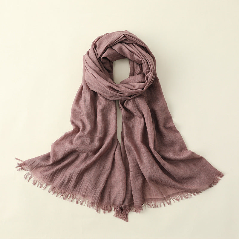Women's Fashion Artistic Solid Color Cotton And Linen Scarf