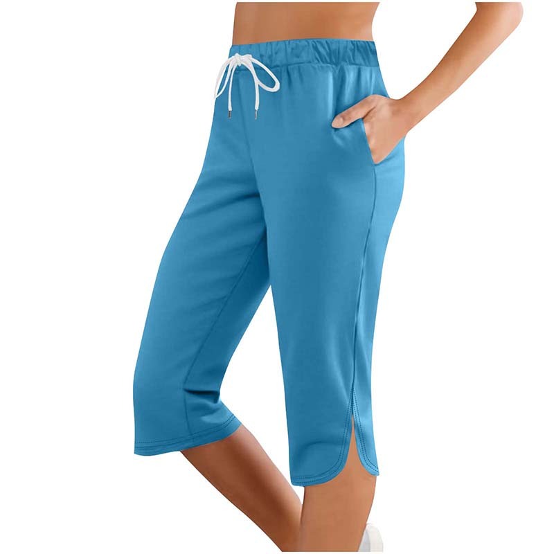 Women's Capri Leggings Drawstring High Waisted Sweatpants Lounge Running Gym Short With Pockets