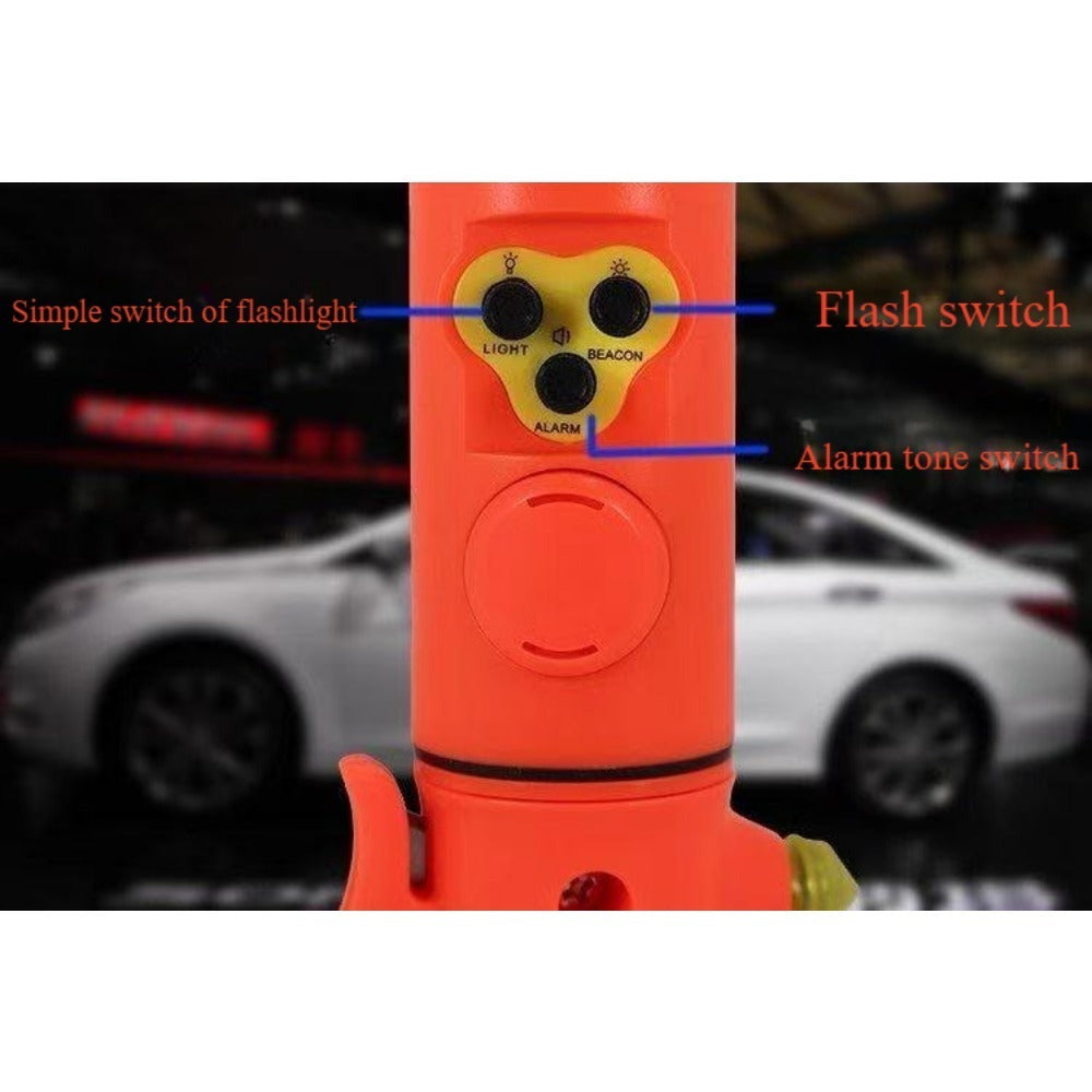 Red&Yellow Multi-functional Car Safety Hammer With Flashlight