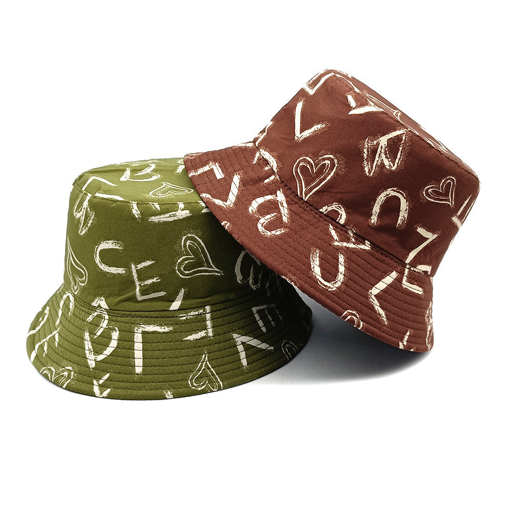 Love Letter Pattern Bucket Hat Children's Digital Printing Bucket Hat