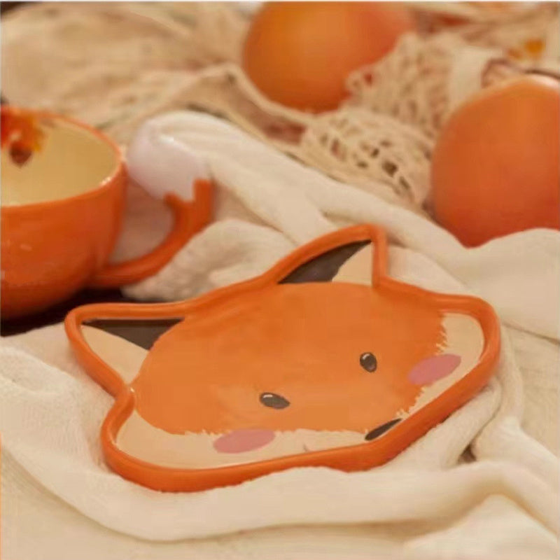Autumn Forest Fox Shaped Cup And Plate Set Mug