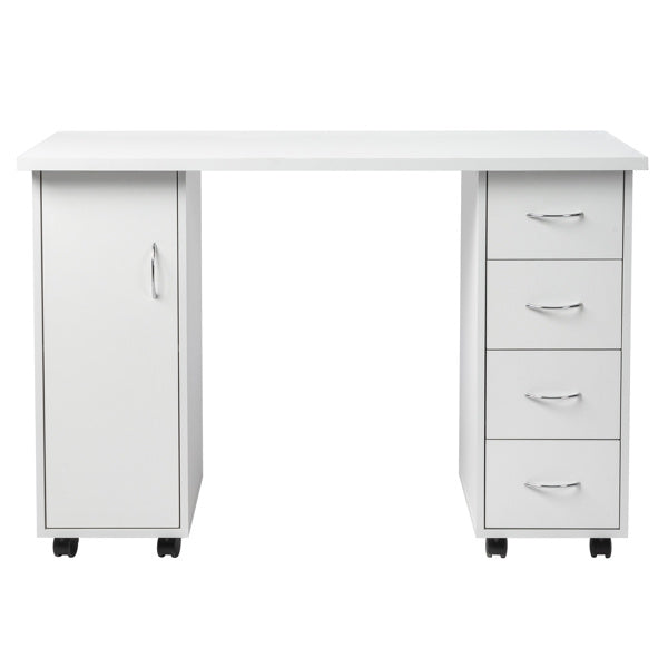 White 120X54X81cm One Door Four Drawers Computer Desk Nail Art Table 1PC