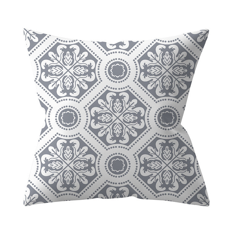 Gray Geometric Polyester Pillow Cover Cross-border Hot Sale Silver Gray Sofa Cushion Cushion Cover
