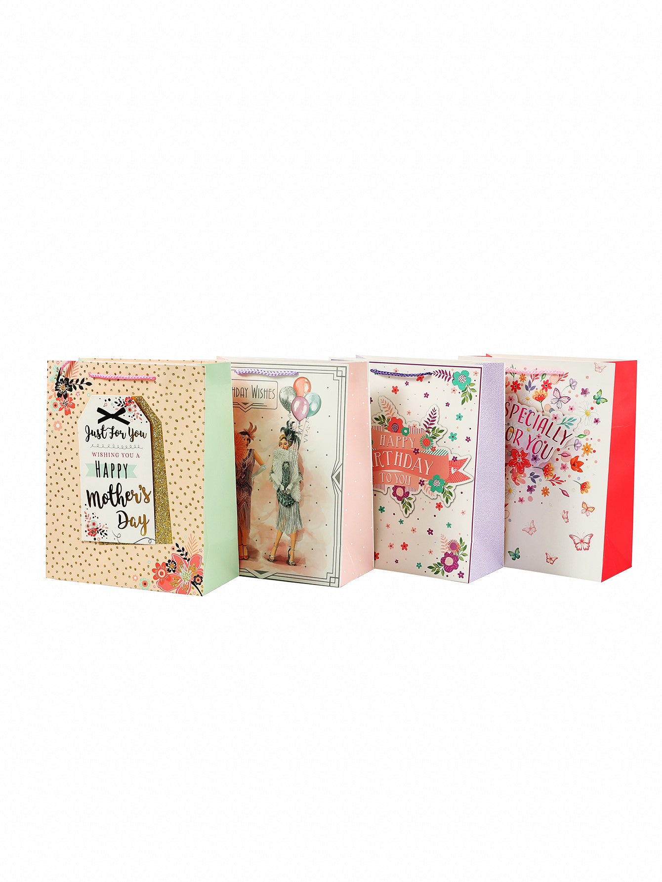 12-pack Small Fresh Plant Flower Printed Handbag With Gift Packaging For Mother's Day And Birthday Party Gift Bag