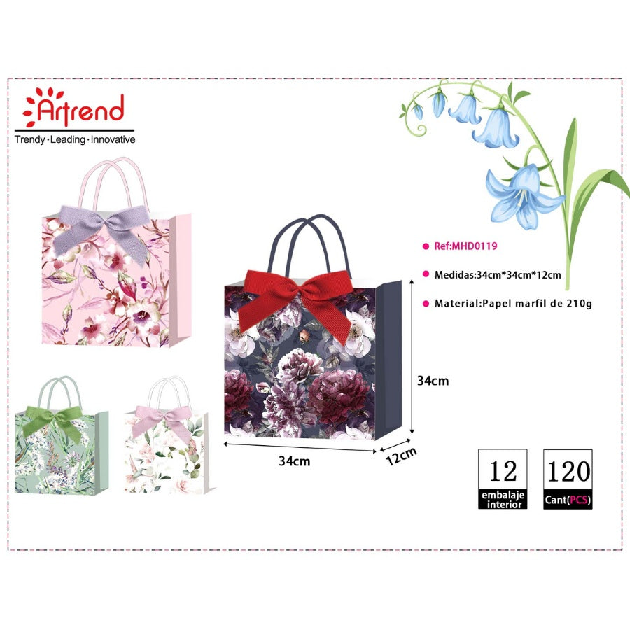 12pcs High-end Tote Bags Patterned Clothing Gift Bags - Senior Wholesale Souvenir Bags Shopping Paper Bags
