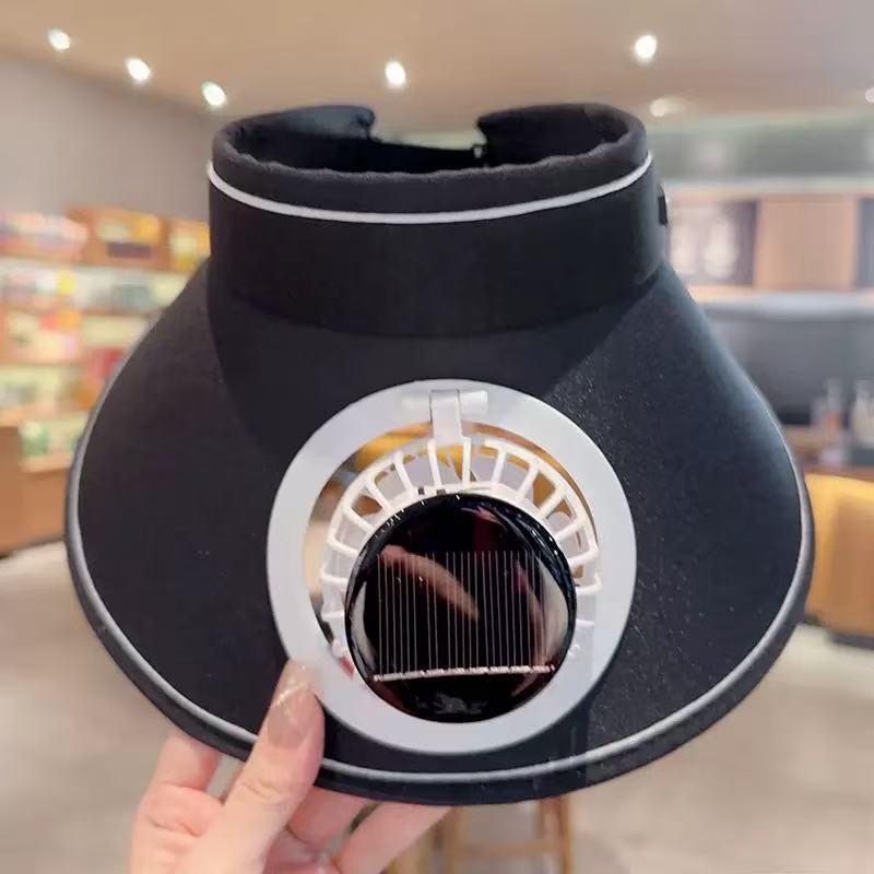 Summer Solid Color Solar Fan Cap Women's Multi-functional Outdoor