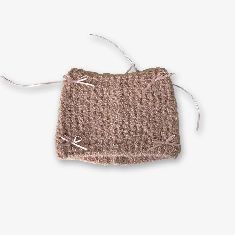 Niche Bow Hand Knotted Knitted Cute Girl Wool Hat