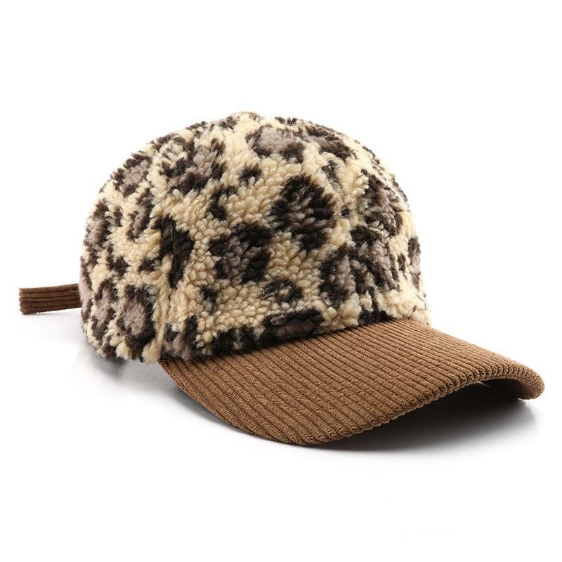 Japanese Women's Autumn And Winter Personalized Retro Color-blocking Leopard Print Baseball Cap