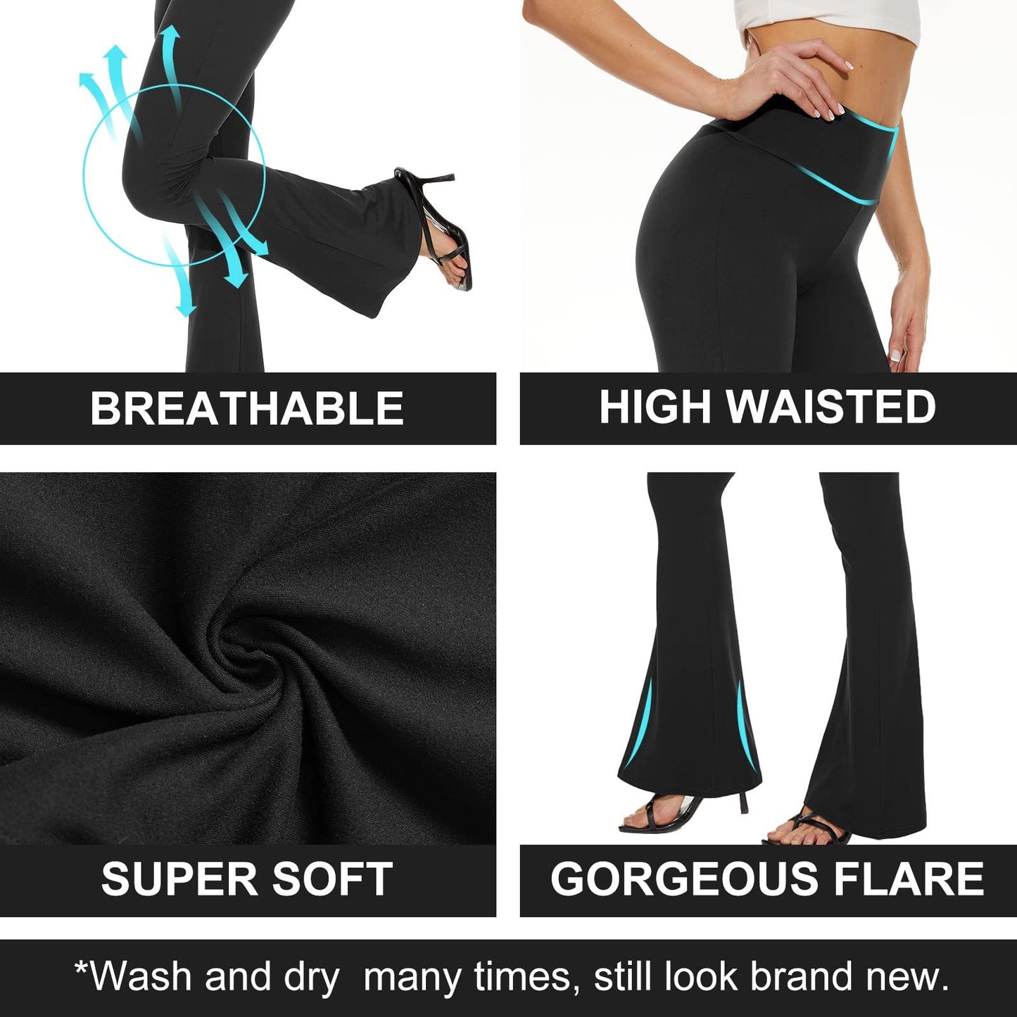 Palazzo Print Pants For Women Flare Leggings - Casual Boho Wide Leg Yoga Pants