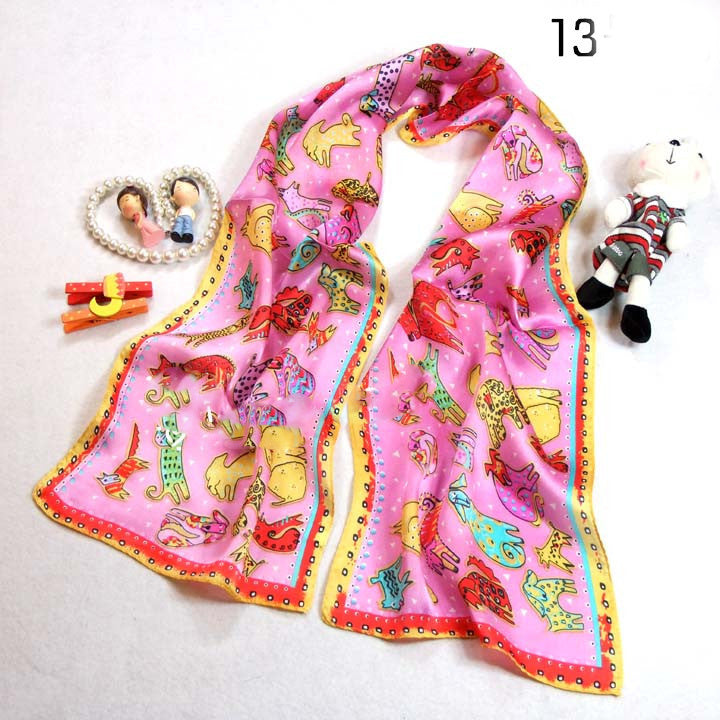 Fashionable Women's Animal Print Silk Scarf