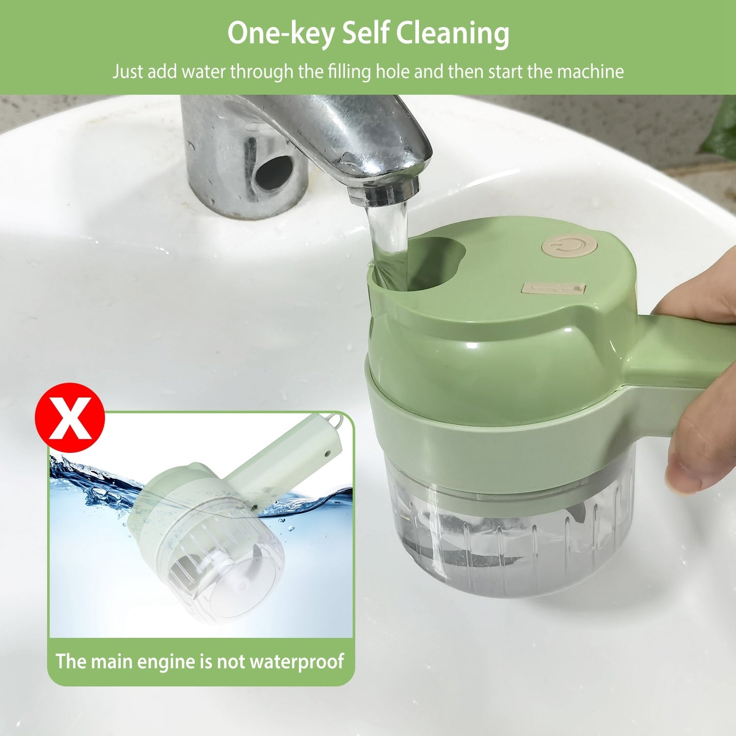 1 Set 4 In 1 Handheld Electric Vegetable Cutter Mini Food Fruit Chopper Grinder Slicer Dicer Garlic Meat Ginger Mud Masher Rechargeable Food Processor