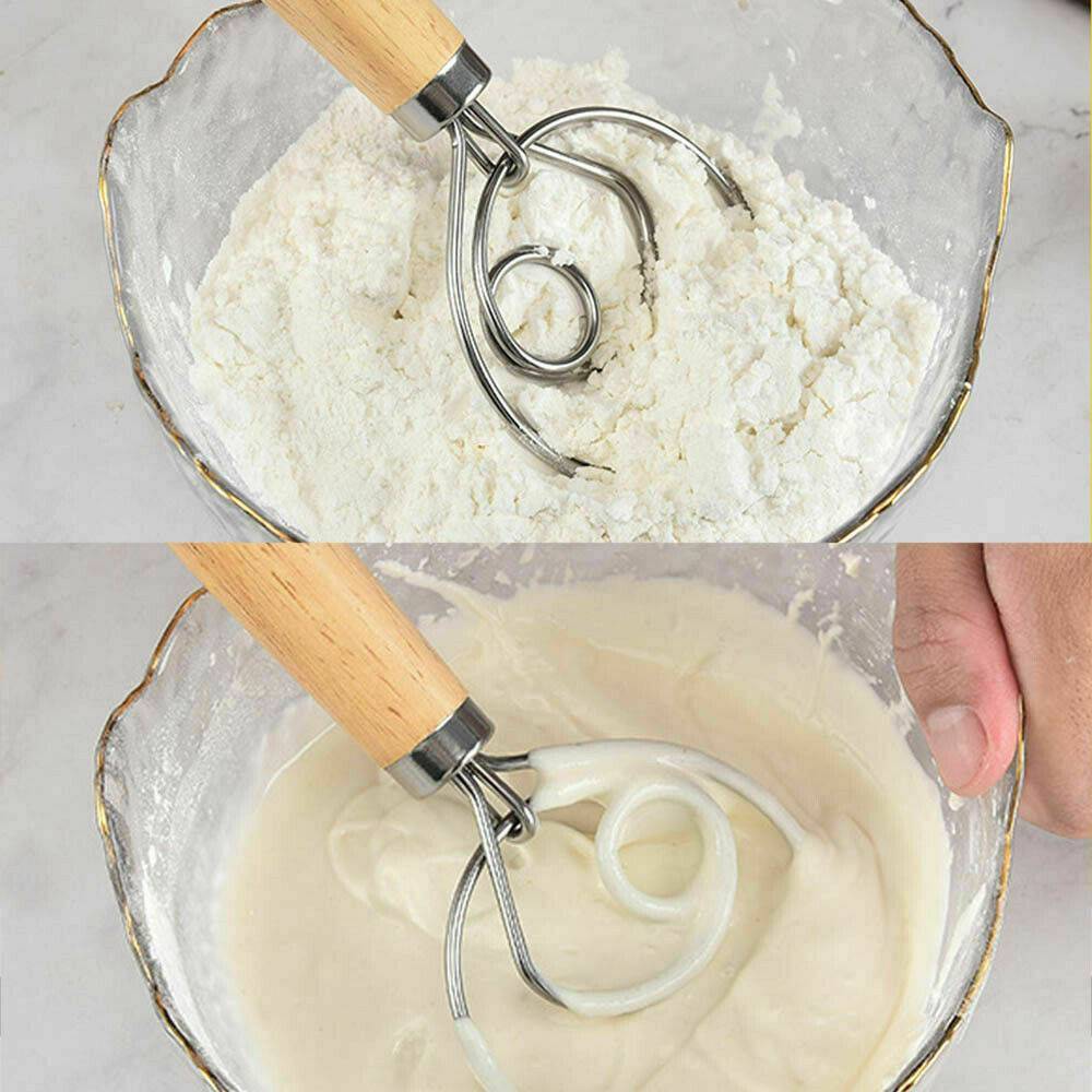 BAKING DOUGH STAINLESS STEEL LARGE WIRE WHISK MIXER BREAD COOKING TOOL