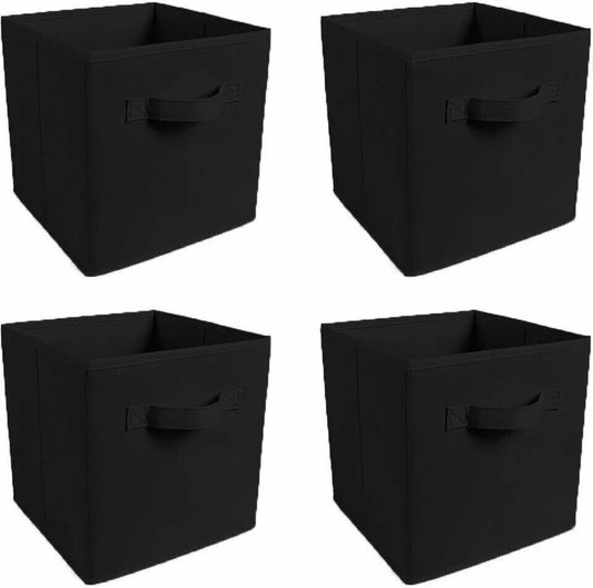 4 Pack Foldable Storage Box Foldable Canvas Drawer Organizer Fabric Cube
