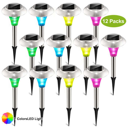 12Pcs 8Pcs 4Pcs Solar Garden Lights IP44 Waterproof 7 Color Changing For Yard Driveway Walkway