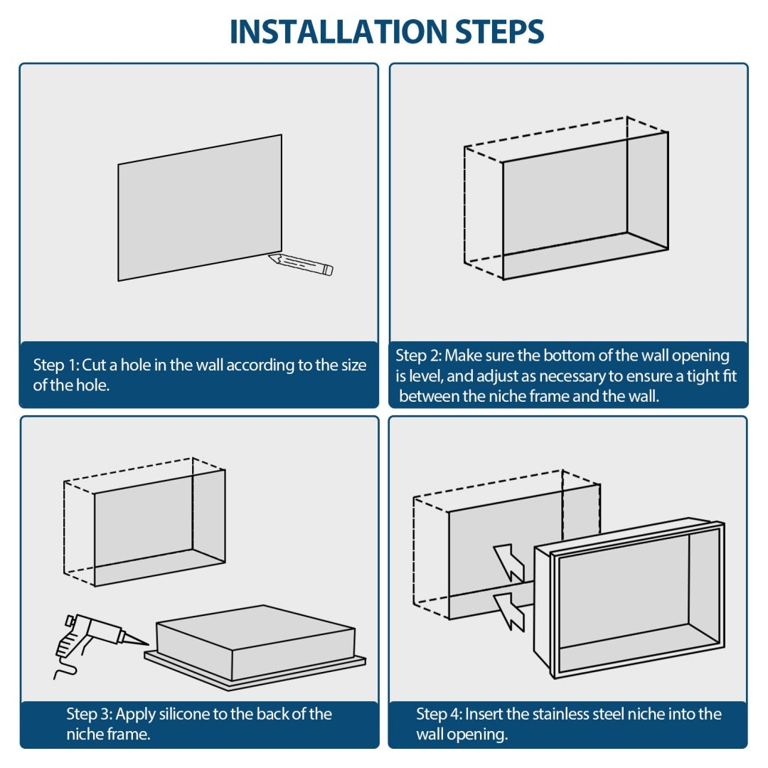 17 X 15 In Stainless Steel Shower Niche, Gunmetal Black, Waterproof, Easy Installation, Corrosion-Resistant