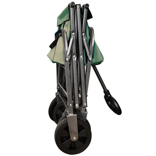 Collapsible Foldable Wagon Cart With Strapping System, Beach Wagon ,Utility Wagon Grocery Cart Camping Shopping Sports Gardeing Fishing Supports 225lbs, Green