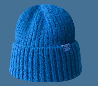 Klein Blue White Knitted Hat Sapphire Blue Woolen Cap