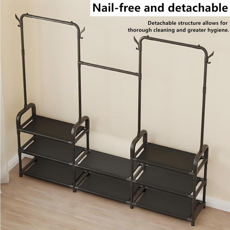 A Coat Rack With Multi-functional Partitions, Available In Black And White, Features Double Hanging Areas. Can Be Delivered To All European Countries. Please Contact Our Customer Service