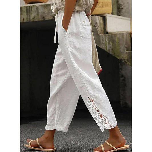 Women Casual Lightweight Drawstring Elastic Waist Pants With Pockets