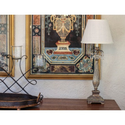 Empire Hardback Lampshade With Bulb Clip, White Fabric Lampshade For Table Lamps, Natural Linen, 5 Top X 8 Bottom X 6.5 Height