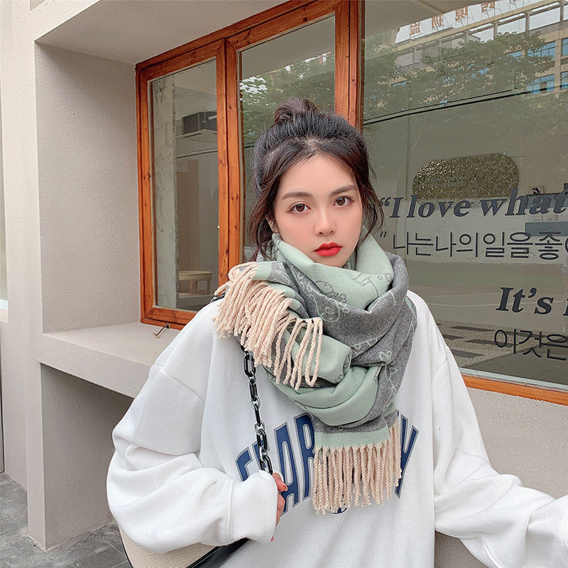 Printed Cashmere Shawl For Sun Protection In Autumn And Winter